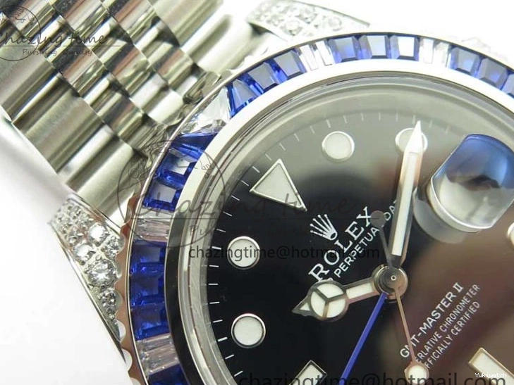 GMT-Master Blue 904L V3 Diamonds Jubilee Dial GMF Bracelet SA3285 II Steel On CHS White Bezel Black Edition Best 0330